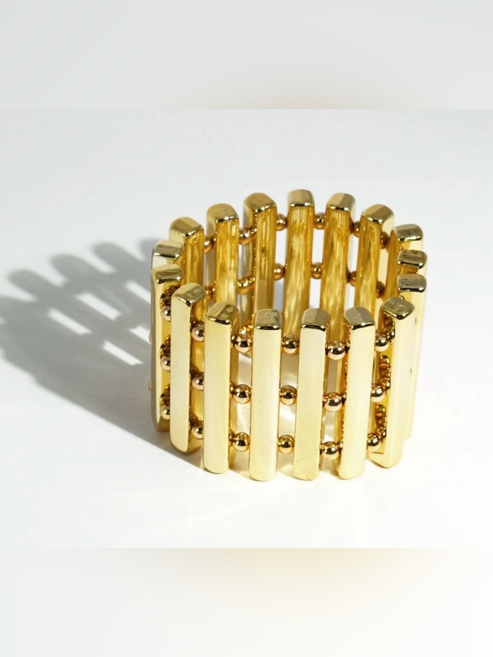 Polished Gold Stretch Bar Bracelet for Women
